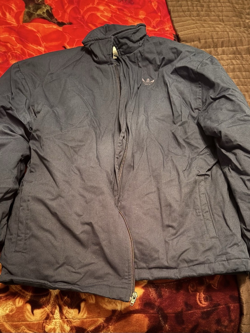 adidas Puffer Coach Style Navy Blue Jacket